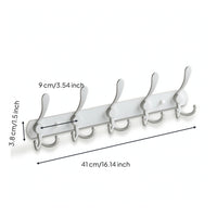 Wall-Mounted Coat Rack with 5 Hooks Metal Wall-Mounted Coat Rack with Retractable Hooks Space-Saving Slim-Profile for Entryway