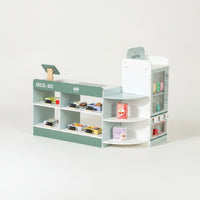 Supermarket Playset with Register Wooden Pretend Supermarket Interactive Toy Checkout Counter for Playroom, Classroom