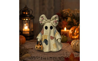 Halloween Ghost Decoration with Pail Vintage Patchwork Ghost Figure Handmade-Look Decorations Farmhouse for Shelf