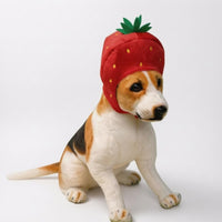 Leaf-Shaped Topper Strawberry Pet Hat Yellow Spots Stuffed Strawberry Hat Lightweight Headwear Funny Novelty for Pets, Photography, Performance