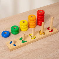 Early Learning Wooden Peg Hoop Stacker Solid Wood Wooden Number Counting Stacker Vibrant Colors Child-Centered Number Game Board Hand-Eye Coordination for Toddlers, Preschoolers
