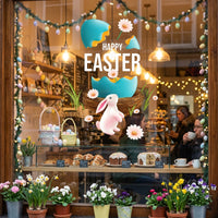 Easter Window Cling Removable Without Residue Bunny Bunny Window Sticker Reusable Easter Egg Decoration for Shop Owners, Kids, Panes, Stores, Cafes