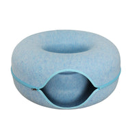 Zippered Cat Tunnel Bed with Zipper Structured Donut Cat Bed Private Hideaway Supportive for Cats, Small Pets
