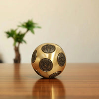 Brass Ball with Engraved Medallions Polished Brass Fidget Sphere Textured for Office