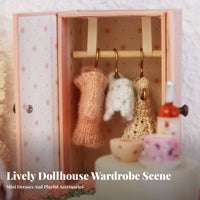Miniature Paper Wardrobe Vintage Design BJD Doll Armoire 1/12 Scale Doll Closet Realistic Design Miniature Wardrobe Handmade