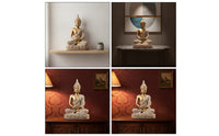 Seated Buddha Figurine Zen Seated Buddha Statue with Headdress Meditation Feng Shui for Shelf, Desk