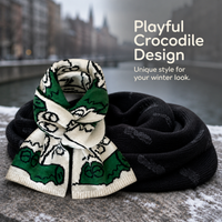 Cute Crocodile Knitted Scarf for Women, Short Warm Neck Warmer for Students and Couples