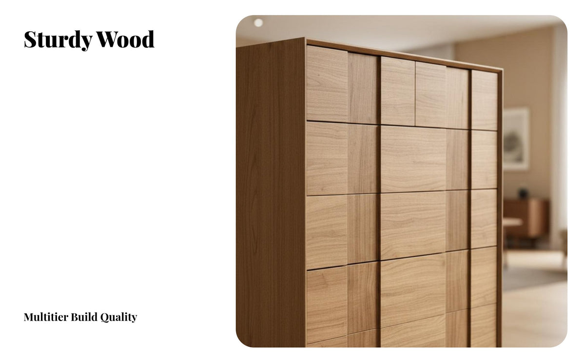 mid-centuryperiod Modern Cabinet Walnut Color Finish mid-centuryperiod Modern Credenza hardwood Wood Construction Chest of Drawers for Living Room, Bedroom, Entryway