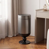 Stainless Steel Trash Can Freestanding Garbage Can with Press Lid Modern Wastebasket for Living Room, Bedroom, Office