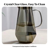 Light Luxury Design Glass Pitcher and Cup Set Large Capacity Faceted Design Glassware Set Heat & Cold Resistant for Families, Home Use