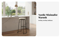 Nordic Aesthetic Backless Round Bar Stool Minimalist Design Counter Chair Sturdy Frame Seating Furniture Built-in Footrest for Restaurant Owners, Homeowners, Adults, Cafe, Pub, Kitchen Island