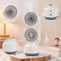 Mist twinHead Desktop Fan Portable twinHead Desk Fan Compact Cordless for Office, Study Corner