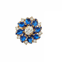Sparkling Rhinestones Diamante Clothing Button DIY Accessory Jeweled Floral Buckle Elegant Design for Seamstresses, Crafters