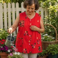Women's Sleeveless Cotton Cardigan Vest for Middle-Aged and Elderly, Button-Front