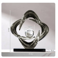 Decorative Transparent Sphere Sculpture Four-Loop Loop Ornament Geometric Design Dark Foundation Display Ornament