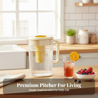 Large Capacity Beverage Pitcher Sealed Lid Refrigerator Drink Container with Spout Leak-Tight Seal Iced Tea Pitcher with Infuser for Picnic, Party