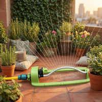 Curved Metal Tube Brass Nozzle Sprinkler Green Base Lawn Sprinkler Hose Connection Outdoor Watering Compact