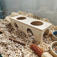 Multi-Entrance Hamster Tunnel and Multichamber Hamster Wood House, All-Season Toys for Dwarf Hamsters and Small Pet Enrichment