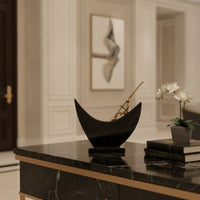 Abstract Sculpture with Marble Base Modern Abstract Sculpture Artistic Tabletop Decor for Office, Entryway