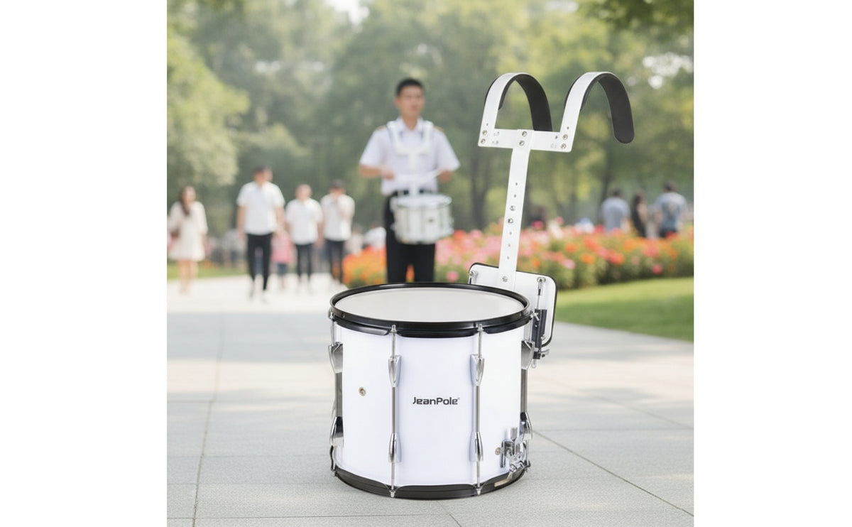 Marching Snare Drum Adjustable Marching Drum with Frame Padded Percussion Instrument for Students, Processions, Halftime Shows, Rehearsals