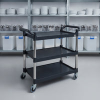 Commercial 3-Tier Rolling Cart Heavy-Duty Mobile Service Cart Sturdy Easy to Clean for Restaurants, Hotels