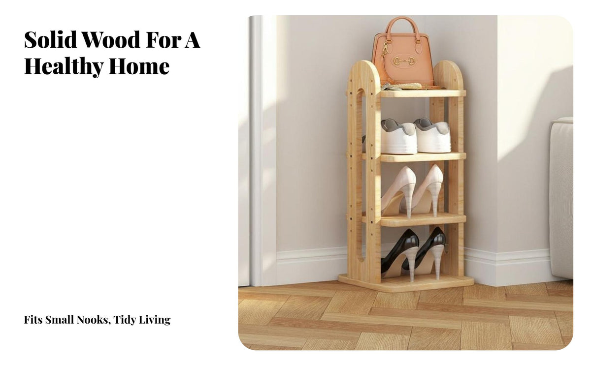 Wooden Shoe Rack Adjustable Shelves Multi-Layer Shoe Shelf Space-Saving Household Storage for Apartment Dwellers, Homeowners, Hallway, Closet, Bedroom