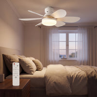 Screw-in Socket Fan Light Detachable Blades Ceiling Fan Light Wireless Controller Controlled 6-Blade for Bedroom, Dining Room