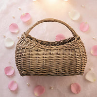 Handwoven Wicker Basket Bag Arched Handle Wicker Basket Bag Lightweight Carrying Accessory for Display