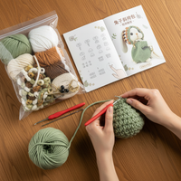 Hand-Crocheted Granny Square Big-Eared Rabbit DIY Knitting Material Kit for Shoulder/Backpack