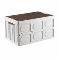 Portable foldable storage container with flat top Lid Large Capacity foldable storage container with Lid Stackable Outdoor gear sturdyDuty for vehicles Owners, household users, Camping, outdoor dining, travel excursions, Home Organization
