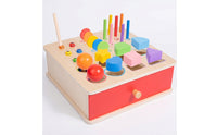 Educational Wooden Sorting Box with Drawer Bright Montessori Toy with Wand Solid-Wood Shape Sorter with Drawer for Quiet Learning Time