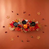Fall-Themed Floral Candle Holder Centerpiece with Three Cups Stretched Centerpiece with Three Candle Cups Seasonal Decorations Full for Mantel