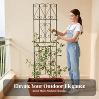 Mobile Planter with Trellis Decorative Scrollwork Rolling Planter with Climbing Frame Versatile Design Upright Garden for Plant Lovers, Patio