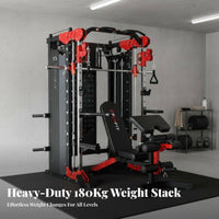 Linear Machine Strength Rack Heavy Duty All in Single Linear Machine Reinforced Steel Frame Complete Home Gym for Bodybuilders, Fitness Enthusiasts