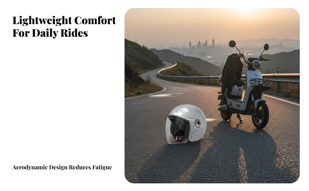 Open-Face Helmet 3C Certified Electric Bike Helmet Four-Season Use Protect Ed Headwear for Motorcyclists, Women, Daily Commute, Commuting