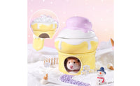 Dome Top Ceramic Hamster Hideout Geometric Pattern Hamster Cooling Shelter Embossed Ice Cream Cone Hideout Circular Doorway for Hamsters