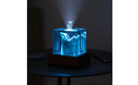 Crystal Cube Light Marine-Themed Resin Night Light with Wood Base Ambient