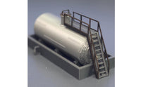 Lifelike Industrial Tank Model with Stairs Small Railroad Scenery Model with Platform Compact Miniature Industrial Tank with Base Sturdy for Hobbyists