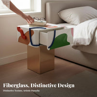 Nordic design Side Table with Storage Playful Design Cartoon Figure Side Table Minimalist visual design Nightstand distinctive Shape for Interior Designers, Apartment Dwellers, Bedroom, Living Room, Small areas, Entryway
