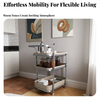 Versatile Use Saddle Leather Storage Trolley Space Saving Wheeled End Table Long-Lasting Construction Bedside Nightstand with Wheels Carbon Steel Frame for Apartment Dwellers, Office Workers, Living Room, Bedroom, Small Areas, Bathroom