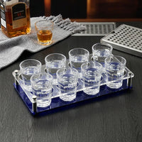 Blue Acrylic Liquor Glass Rack, Holds 8 Glasses, Shot Glass Display Stand, Practical and Elegant Party Accessory