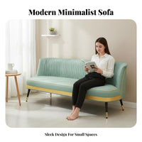 Narrow Profile Upholstered 2-Seater Loveseat Compact Design Channel-Tufted Settee Comfortable Cushions Sofa Breathable Textile for Apartment Dwellers, Business Owners, Office, Bedroom, Coffee Shop, Boutique