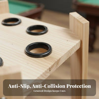 Floor Standing Cue Rack Stable Structure Freestanding Pool Cue Rack Space Saving Wooden Billiard Holder for Bar, Basement