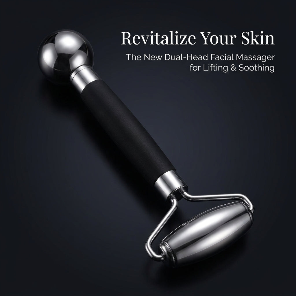 Ice Roller for Face Lifting, Stainless Steel Cooling Facial Massage, Double Ended Metal Ball Skincare