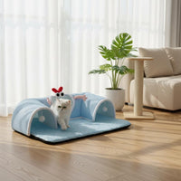 Feline Tunnel Bed Breathable Foldable Pet Tunnel Bed Soft Cushion
