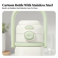 Leak-Proof Double Drink Water Bottle Leakproof Cartoon Insulated Water Bottle Easy to Clean for Students, Toddlers, School, Travel, Daycare