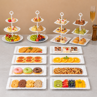 Tiered Cake Stand, Serving Stand with Platters, High Tea Stand, Pre-Assembled Resin for Dessert Display, White