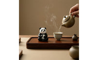Resin Pandas Figurine Compact Desk Ornament Hand-Painted for Meditation Corner