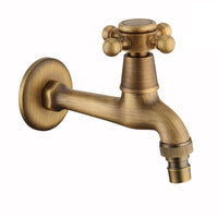 Wall-Mounted Faucet Vintage Brass Cold-Water Faucet Easy Control Bibcock for Laundry Room, Garden