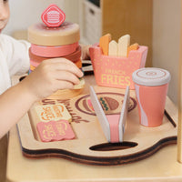 Wooden Hamburger Play Set Fine Motor Skills Quick-Service Meals Toy Set Educational Slice and Stack and Stack Food Toy for Preschool